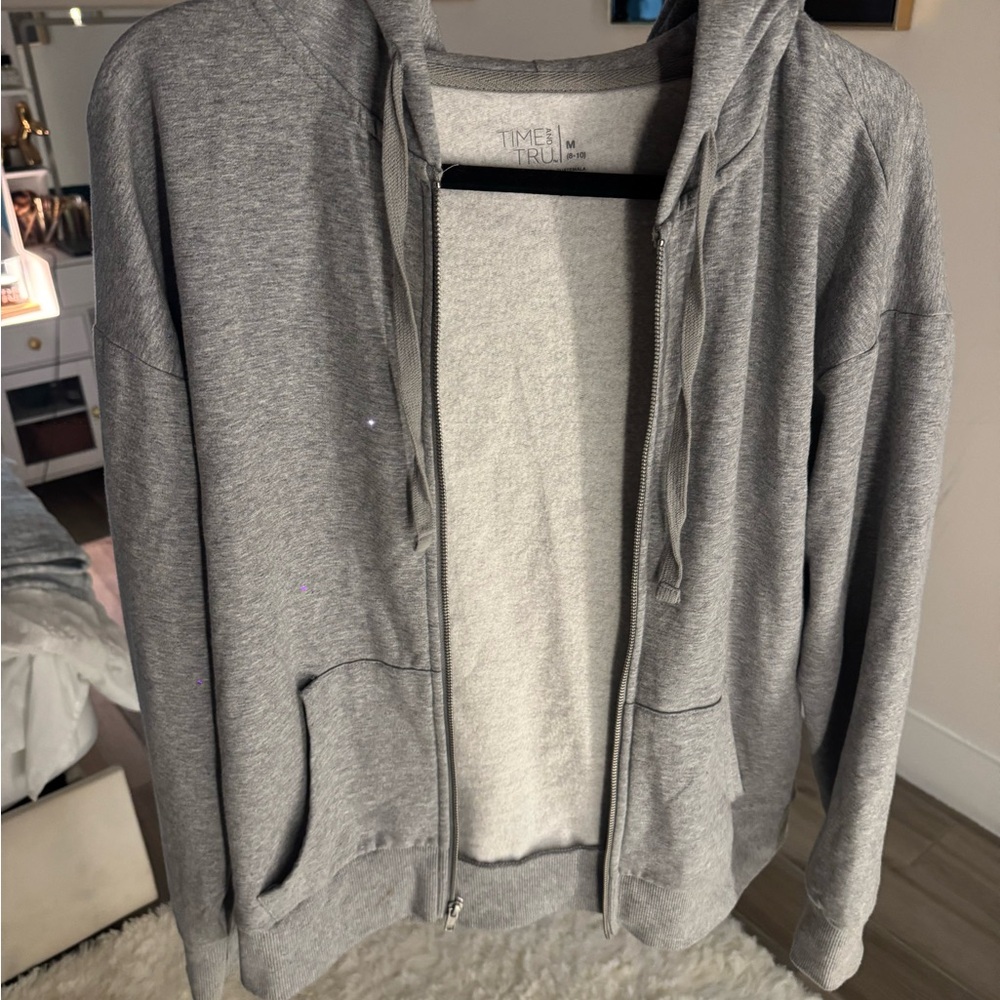Time and Tru Heather Gray Zip-Up Hoodie
